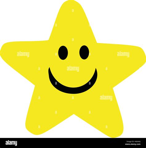 Yellow Cartoon Star With Smiling Face Stock Photo Alamy