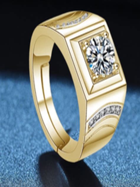 Buy Myki Gold Plated Cz Studded Adjustable Stainless Steel Finger Ring