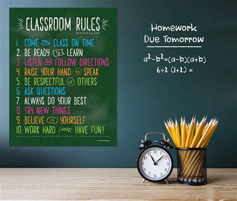 Classroom Rules Poster - 17x22 - Laminated - ZoCo Products