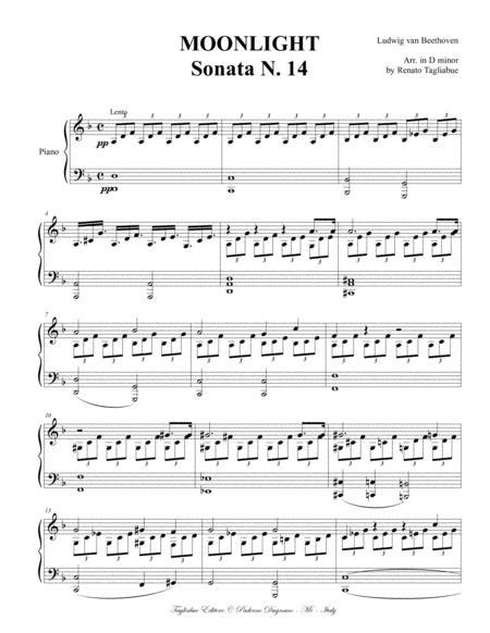 Moonlight Sonata 1st Mov Arr In D Minor Easy Piano Free Music Sheet