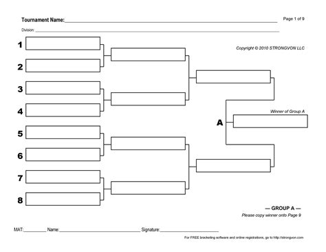 Free Printable Tournament Bracket Template Printable Templates