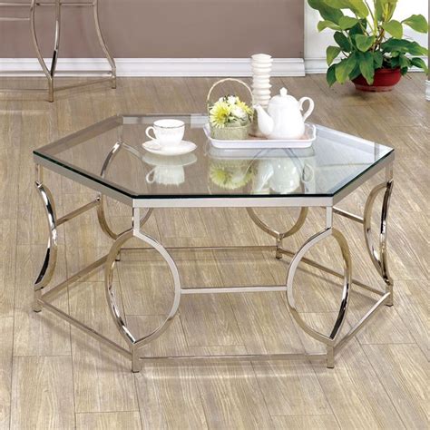 Furniture Of America Joslyn Contemporary Glass Top Coffee Table Chrome
