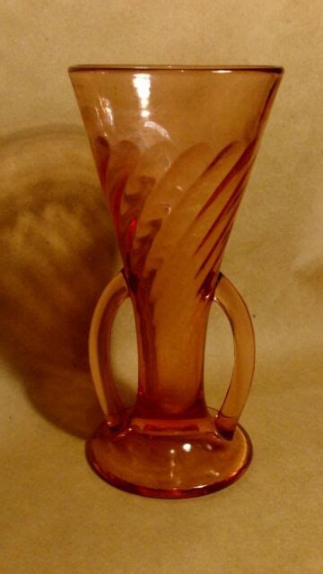 imperial glass twisted optic pink vase double handled 1920 s art deco xx ebay