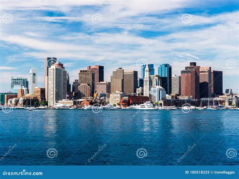Panoramic View Of Boston Skyline Usa Stock Image Image Of Panorama