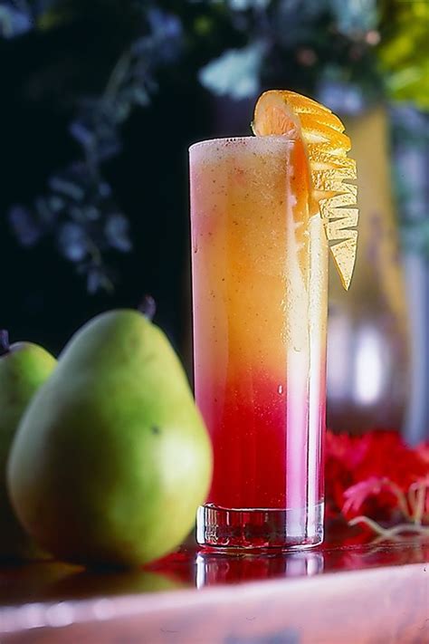 Pear Sunset Recipe In 2021 Passion Fruit Juice Summer Drinks