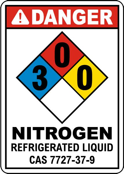 NFPA Danger Nitrogen Refrigerated Liquid 3 0 0 Sign Save 10