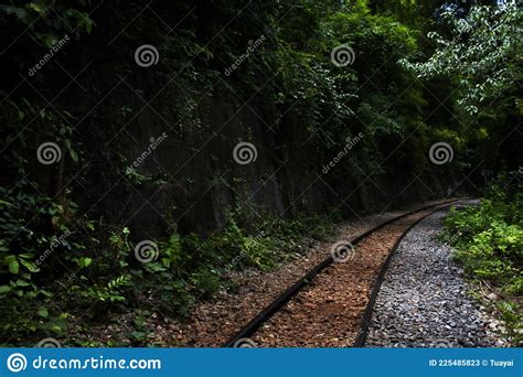 Train Railway Track Between Hellfire Pass Mountain And Si Sawat Or