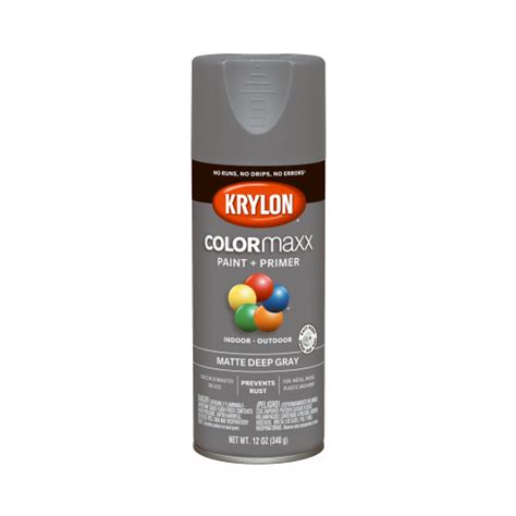 Krylon K05550007 Colormaxx Spray Paint Matte Deep Gray 12 Oz