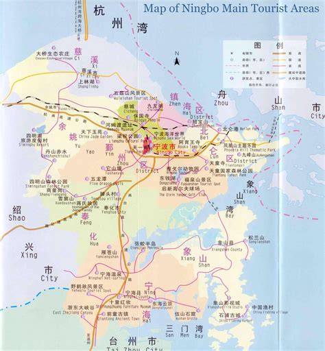 Map of Ningbo Attractions, Beilun Ningbo Map, Tianyi Pavillion