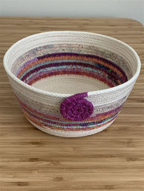 Coiled Rope Bowl Coiled Fabric Basket Coiled Fabric Bowl Fabric Baskets