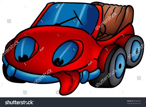 Red Car Colored Cartoon Illustration 87684697 Shutterstock