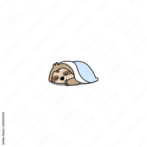 Cute Sloth Sleeping Under A Blanket Cartoon Icon Vector Illustration