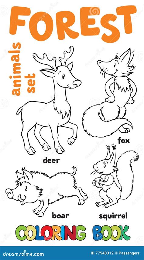 Forest Animals Coloring Book Stock Vector Illustration Of Carrot