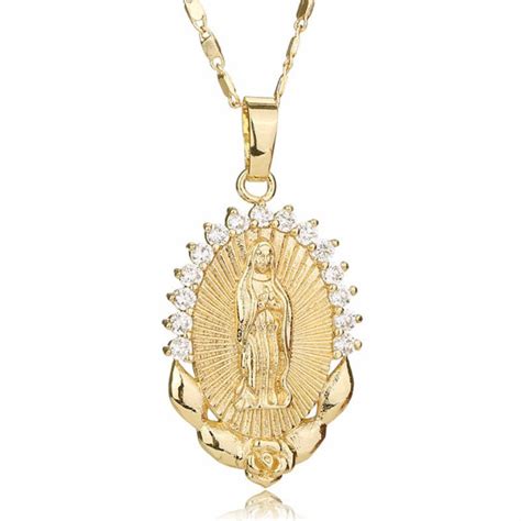Necklace Pendant Watch Men Women Virgin Mary Jesus Pendant Necklace Overlay Religious Catholic