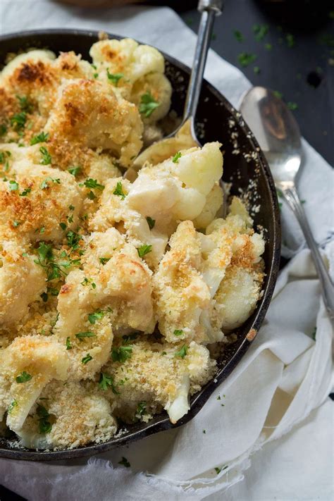 Garlic Gouda And Parmesan Cauliflower Au Gratin