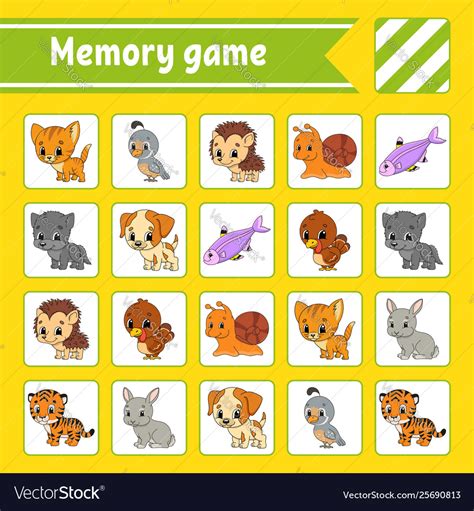 Memory Game For Kids Education Developing Vector Image