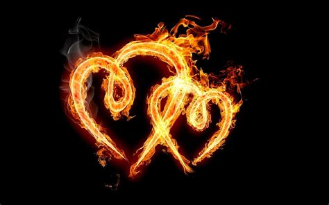Happy Valentines Day Fire Orange Heart Black Valentine Card Hd