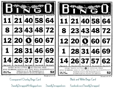Sweetly Scrapped ♥free♥ Vintage Clipart Bingo Cards