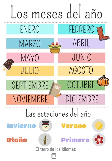 Pin By Cristina On Meses Del Año In 2020 Spanish Lessons For Kids