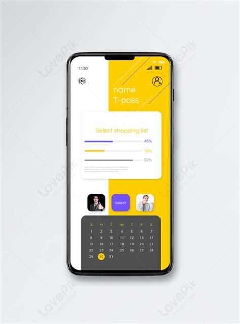 Yellow mobile app ui design template image_picture free download
