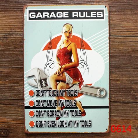 Sexy Lady Garage Rules 2030 Cm Metal Tin Signs Pub Bar Tin Garage