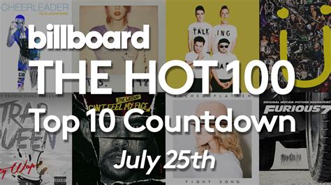 Official Billboard Hot 100 Top 10 July 25 2015 Countdown Youtube
