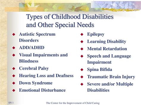Ppt Types Of Childhood Disabilities And Other Special Needs