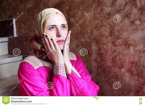 Sad Arab Muslim Woman Stock Image Image Of Women Sadness 75795289