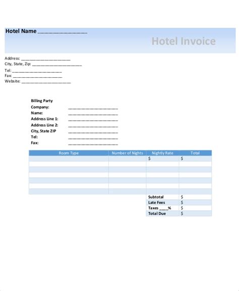 Free 9 Sample Hotel Invoices In Pdf Ms Word Excel