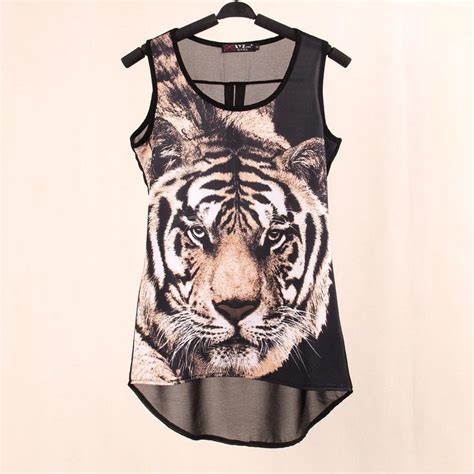 Women S Printed Tiger Sleeveless Tiger T Shirt Blouses For Women