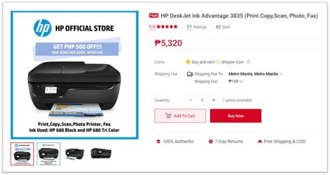 Hp deskjet ink advantage 3835 uses two cartridges; Independence Day Treat From Shopee Get Php500 Off On Hp ...