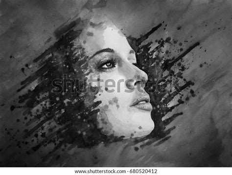 Abstract Woman Face Watercolor Painting Stockfoto 680520412 Shutterstock