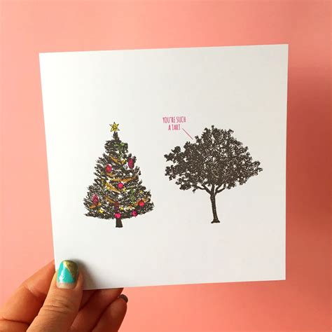 Tree Tart Christmas Card Illustrated Quirky Christmas Card Etsy Uk