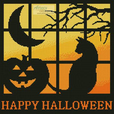 Yarn and cord from cottage mills. Halloween Square 3 Cross Stitch Pattern halloween