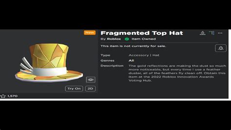 Roblox How To Get The Fragmented Top Hat In The Roblox Innovation
