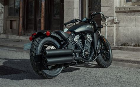 Download Wallpapers Indian Scout Bobber Side View Matte Black