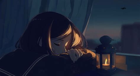 Anime Girl Sleeping And Lamp Burning 4k Anime Live Wallpaper 31049