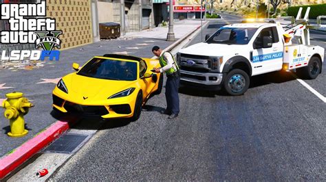 Gta 5 Lspdfr Parking Enforcement With Police Ford F 450 Tow Truck Youtube