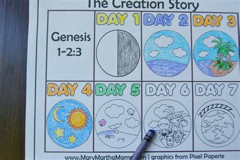 creation coloring pages  kids learn  story mary martha mama