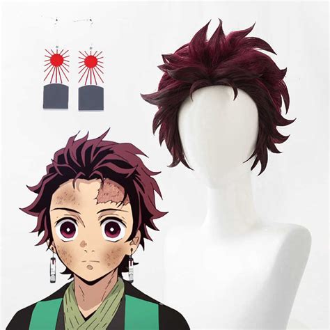 Demon Slayer Kimetsu No Yaiba Tanjiro Kamado Short Chestnut Brown Heat