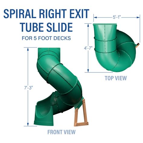 Spiral Right Exit Tube Slide For 5 Foot Decks