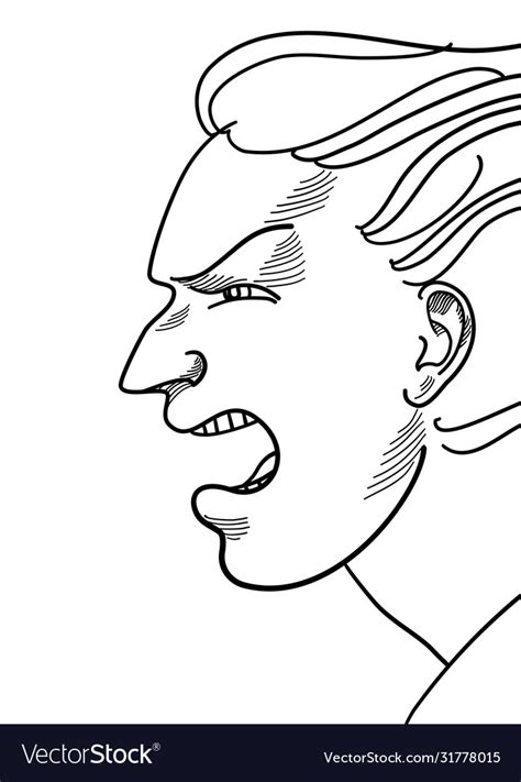 A Drawing Face Angry Man Royalty Free Vector Image