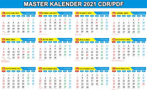 Download Master Kalender 2021 Indonesia Cdr Atau Pdf Lengkap Dan Gratis