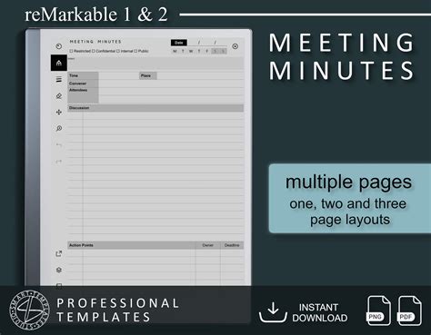 Remarkable 1and2 Meeting Minutes Template Digital Download Etsy