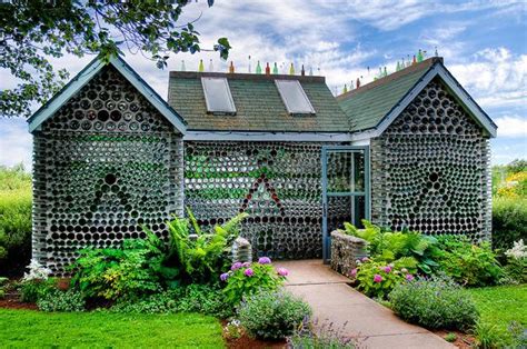 Eco Friendly Green Building With Used Empty Bottles