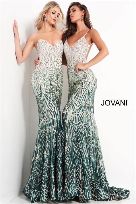 jovani  silver green sequin tie  prom dress