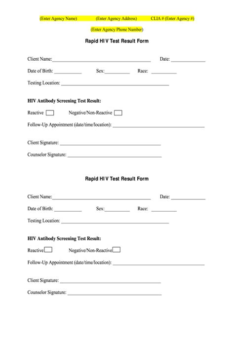 Printable Fake Negative Std Test Results Form Printable Word Searches