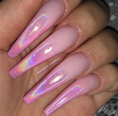 Pink Ballerinas Acrylic Nails W Pink Chrome Ombré Perfect Nails