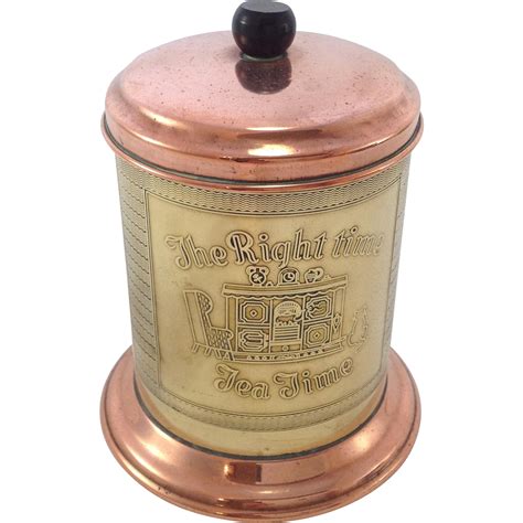 Nice Old Vintage English Brass And Copper Tea Caddy From Myfrenchattic