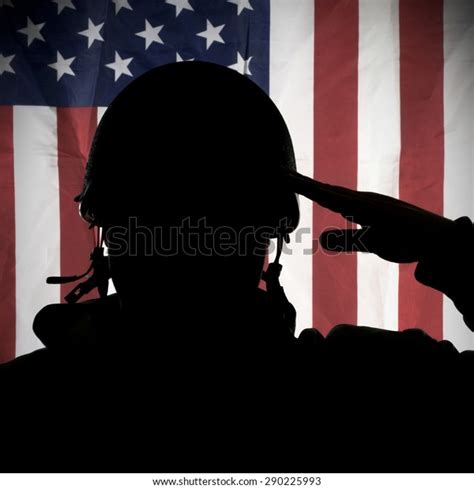 American Usa Soldier Saluting Usa Flag Stock Photo Edit Now 290225993